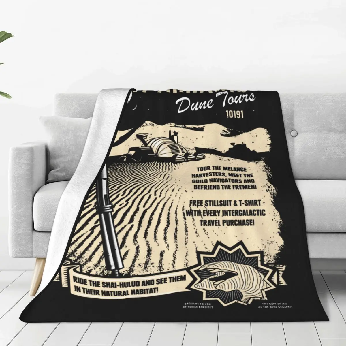 

Visit Arrakis Knitted Blankets Flannel Dune Herbert Frank Sandworm Science Fiction Throw Blanket for Bedroom Sofa Bedspread