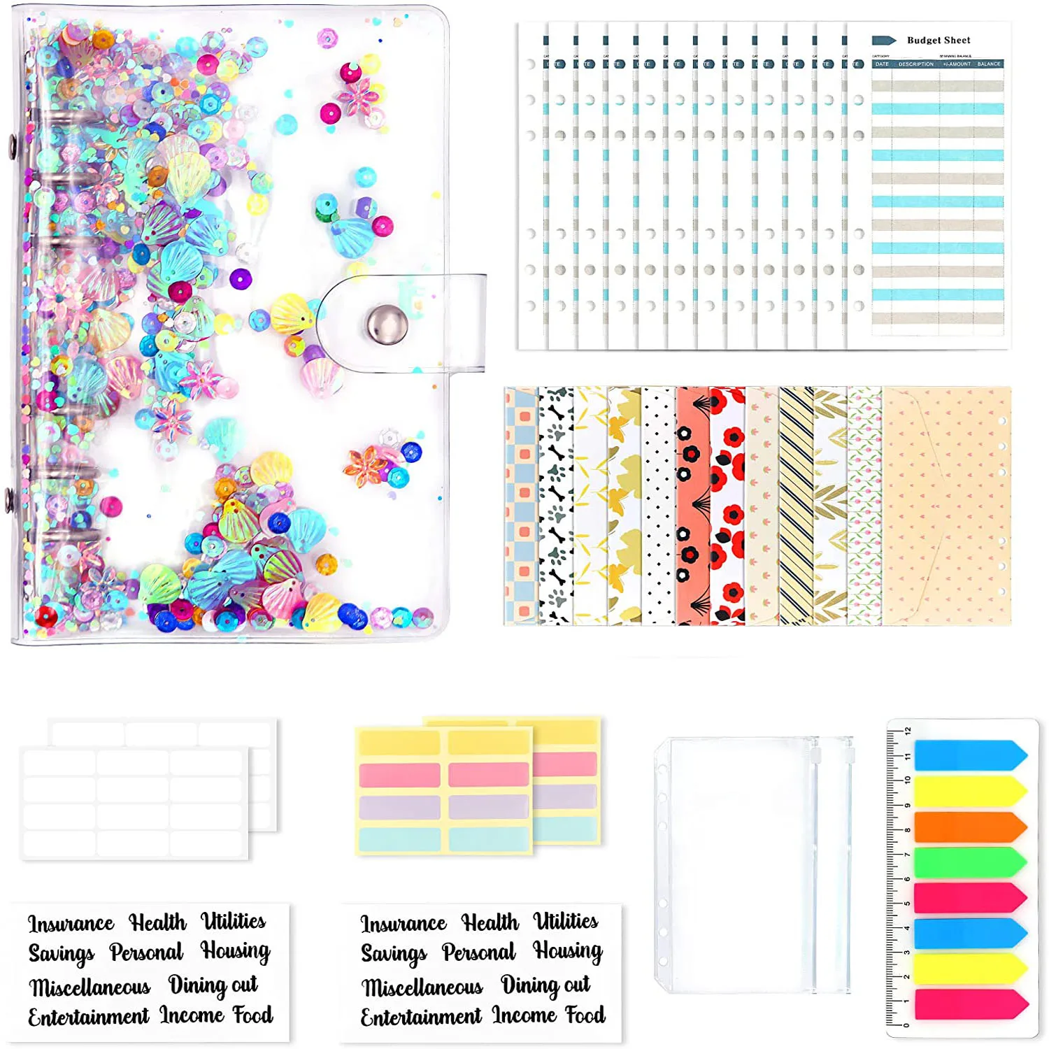 Cash Envelopes for Budgeting Saving, A6 Glitter Budget Binder with Zipper Envelopes,Cash Envelopes,Budget Sheets, Sticker Labels
Cash Envelopes for Budgeting Saving, A6 Glitter Budget Binder with Zipper Envelopes,Cash Envelopes,Budget Sheets, Sticker Labels