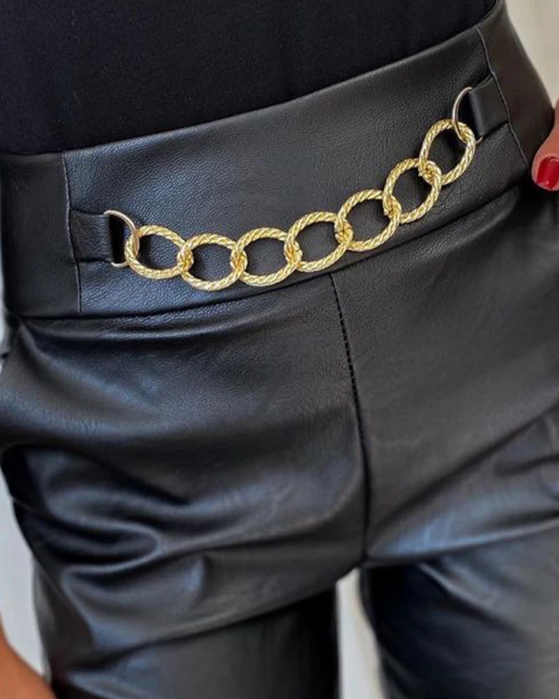 Women Trousers Black High Waist Pocket Slim Spring and Autumn Trendy People High Street Metal Chain Decorative Long Pencil Pants
Women Trousers Black High Waist Pocket Slim Spring and Autumn Trendy People High Street Metal Chain Decorative Long Pencil Pants
