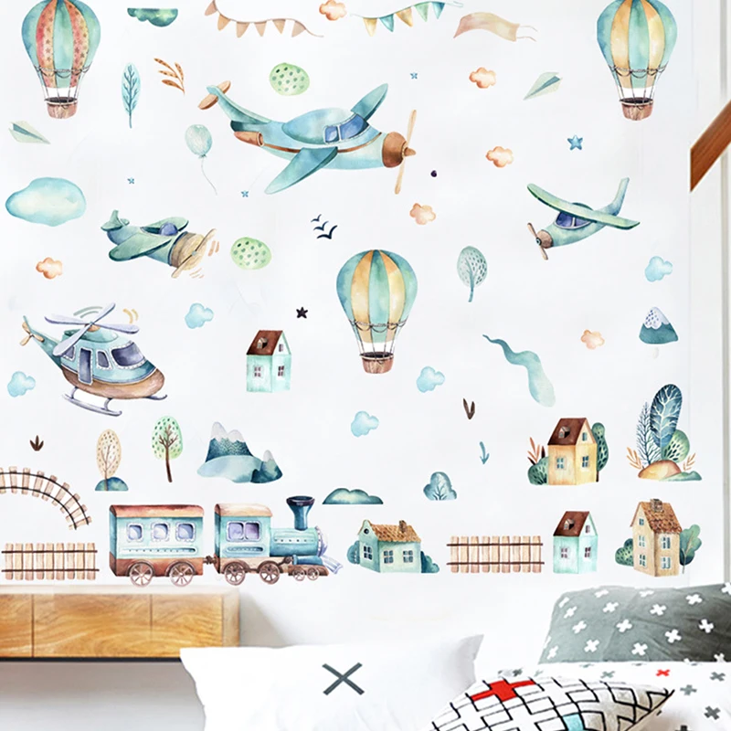 DIY Hand-painted Hot-air Balloon Train Wall Sticker Children Room Nursery Wall Decoration Self-adhesive Waterproof Sticker
DIY Hand-painted Hot-air Balloon Train Wall Sticker Children Room Nursery Wall Decoration Self-adhesive Waterproof Sticker