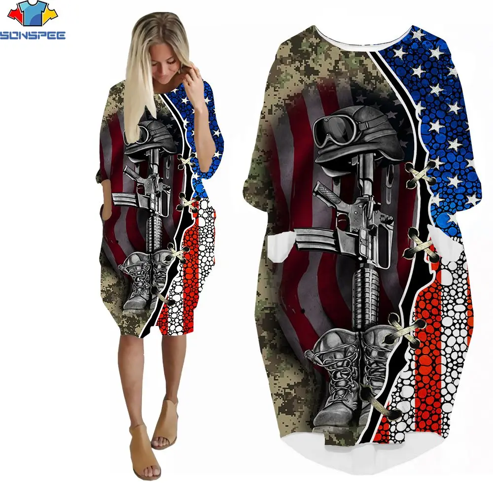 SONSPEE 3D Print New Women's Dress USA Flag Camouflage Soldier Outfit Summer Harajuku Personality Outdoor Party Sexy Beauty Dres
SONSPEE 3D Print New Women's Dress USA Flag Camouflage Soldier Outfit Summer Harajuku Personality Outdoor Party Sexy Beauty Dres