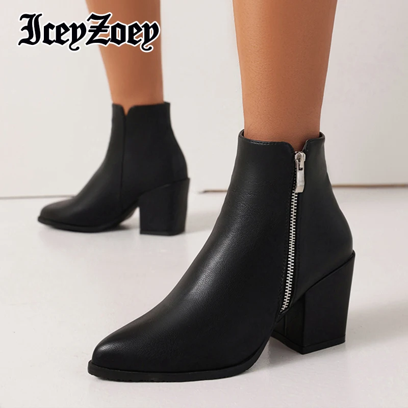 IceyZoey New Women Short Boots Winter High Heel Solid Zipper Ankle Boots Retro Ins Wild Fashion Female Shoes Footwear Size 35-43
IceyZoey New Women Short Boots Winter High Heel Solid Zipper Ankle Boots Retro Ins Wild Fashion Female Shoes Footwear Size 35-43