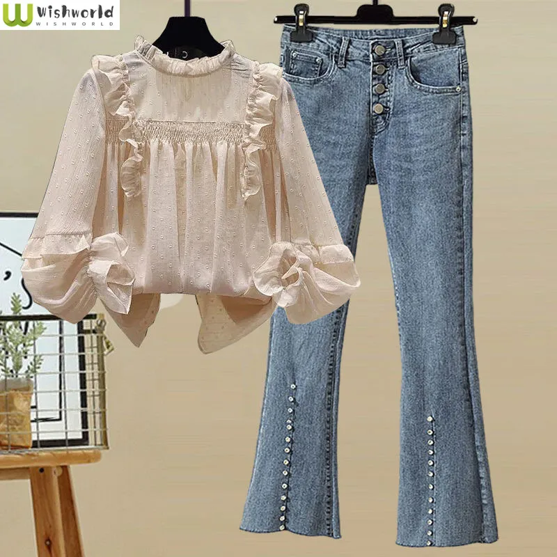 Large Spring and Summer Women's Suit 2022 New Waist Closing Slim Casual Fashion Shirt Jeans Two Piece Elegant Women's Suit
Large Spring and Summer Women's Suit 2022 New Waist Closing Slim Casual Fashion Shirt Jeans Two Piece Elegant Women's Suit