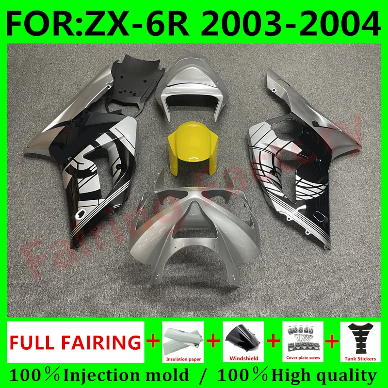 Motorcycle Injection mold Fairings Kit fit for Ninja ZX-6R 2003 2004 ZX6R zx 6r 636 03 04 bodywork full fairing set black silver
Motorcycle Injection mold Fairings Kit fit for Ninja ZX-6R 2003 2004 ZX6R zx 6r 636 03 04 bodywork full fairing set black silver