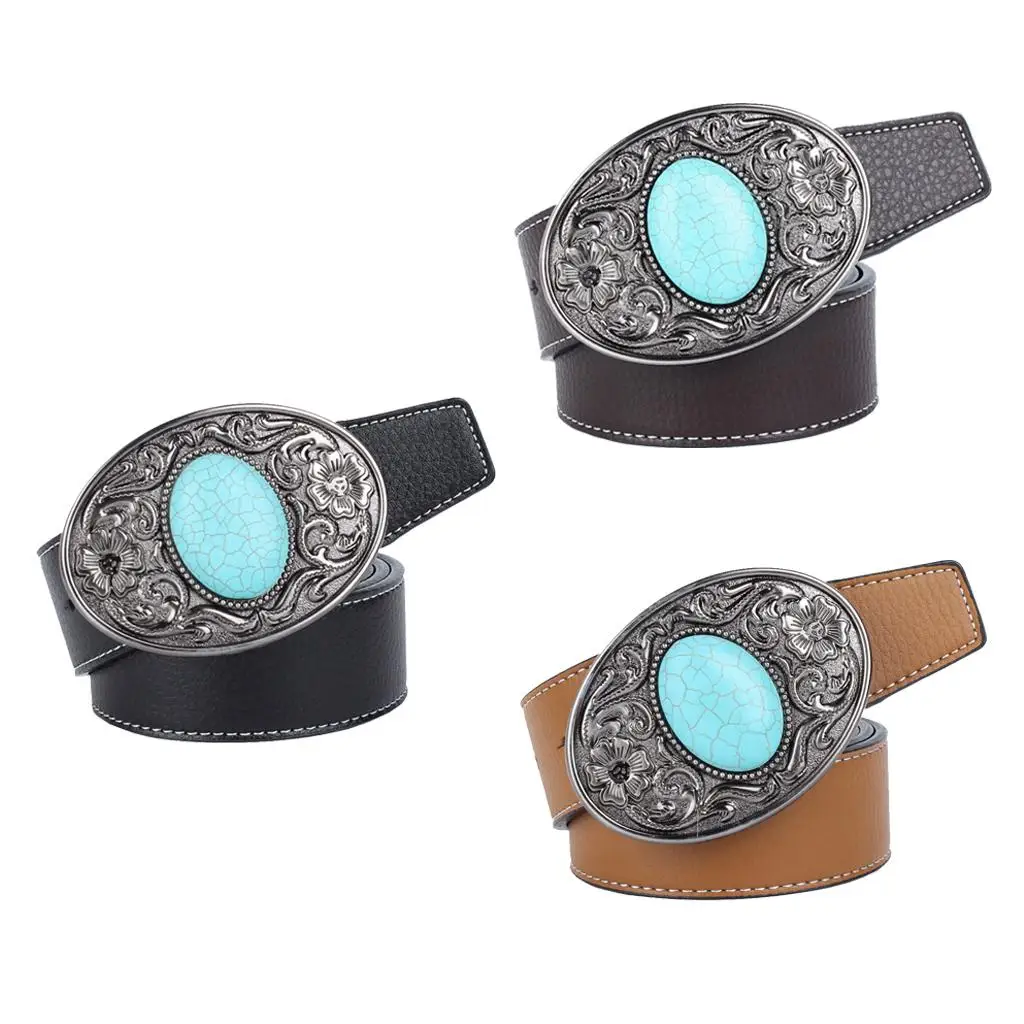 Men's Women Cowboy Waist Ornament PU Leather Belt,Convenient, Comfortable Waistband with Turquoise Metal Buckle for Jeans
Men's Women Cowboy Waist Ornament PU Leather Belt,Convenient, Comfortable Waistband with Turquoise Metal Buckle for Jeans
