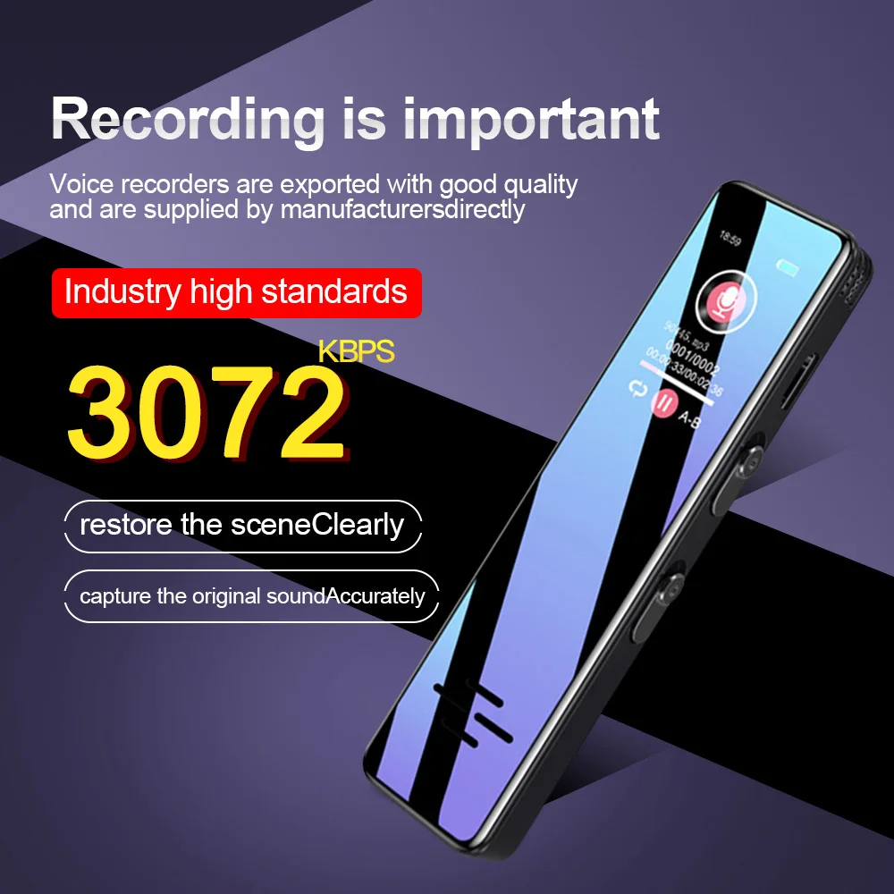 

Digital Voice Activated Recorder 16G/32G Mini Dictaphone Long Distance Audio Recording MP3 Player Noise Reduction WAV Record