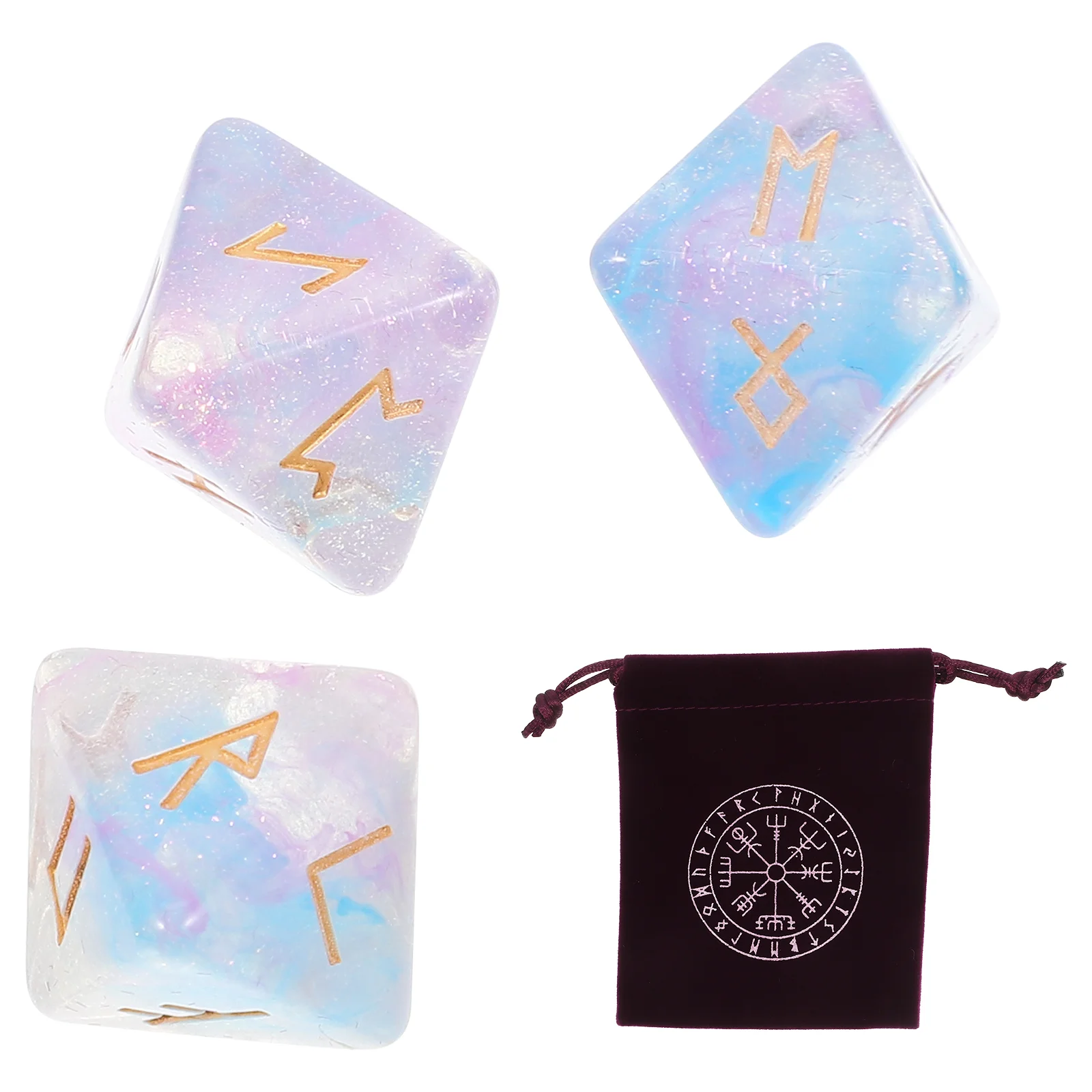

Rune Dice Tabletop Decor Multi-sided Dices Cloth Bag Constellation Party Favor Storage Resin Game Prop Portable Set