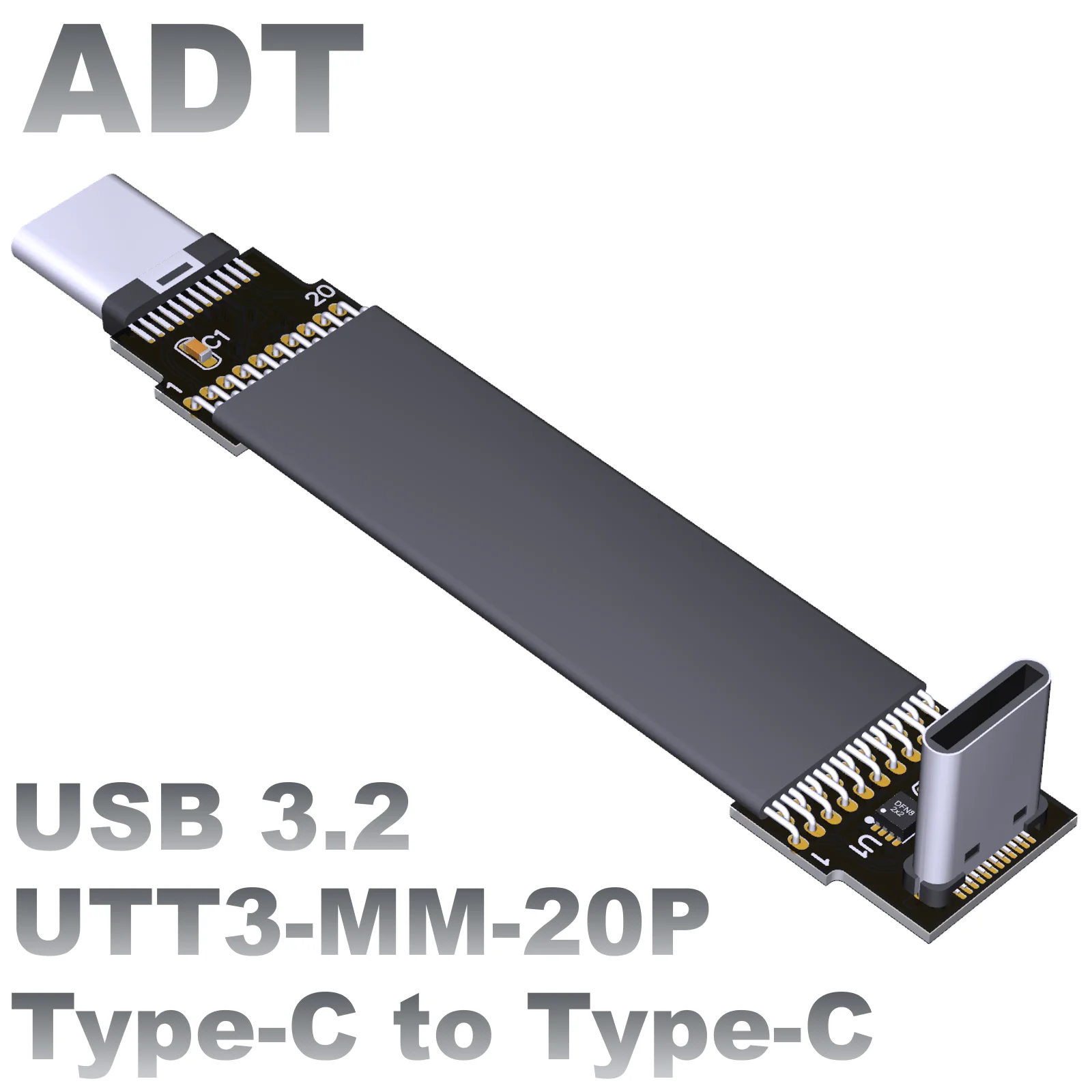 USB3.2 Flat Data Flexible soft row extension cord C male type-c slim and small ADT gen2x2 20g
USB3.2 Flat Data Flexible soft row extension cord C male type-c slim and small ADT gen2x2 20g