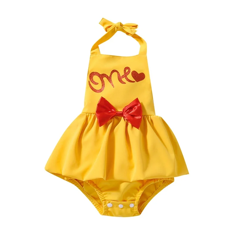 Baby Girls Short Bodysuit, Sleeveless Letter Print Halter Neck Romper, Summer Red Bowknot Piece Clothes
Baby Girls Short Bodysuit, Sleeveless Letter Print Halter Neck Romper, Summer Red Bowknot Piece Clothes