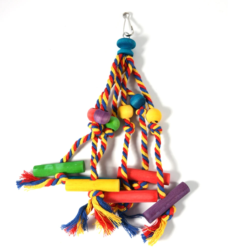 Bird Chewing Cage Toys Funny Cotton Rope Parrots Colorful Wooden Blocks Beads Bite Resistant Parakeet Training Toy
Bird Chewing Cage Toys Funny Cotton Rope Parrots Colorful Wooden Blocks Beads Bite Resistant Parakeet Training Toy