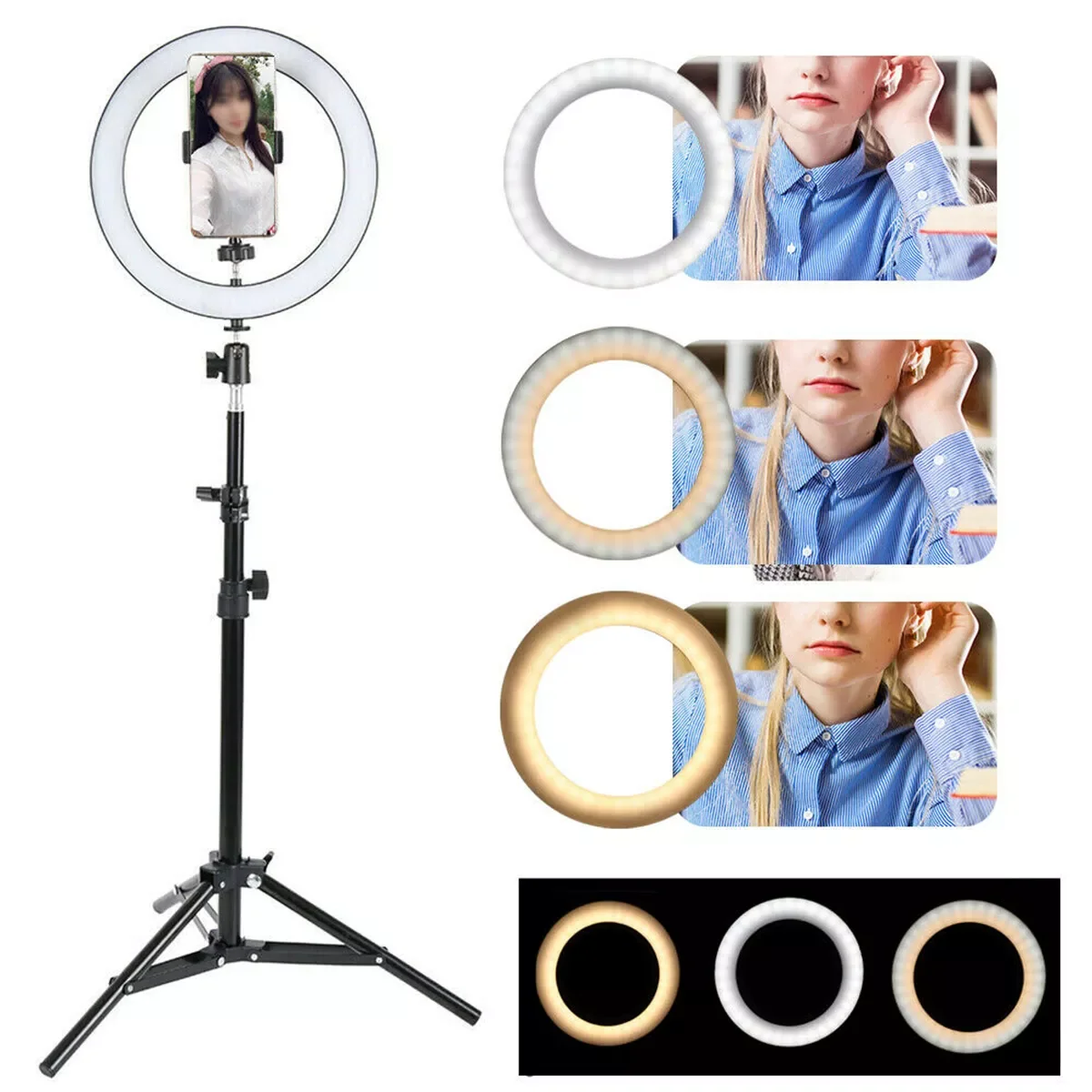 16cm LED Dimmable Ring Light With Cell Clip Tripod For Live Streaming Makeup Tripod With Cell
16cm LED Dimmable Ring Light With Cell Clip Tripod For Live Streaming Makeup Tripod With Cell