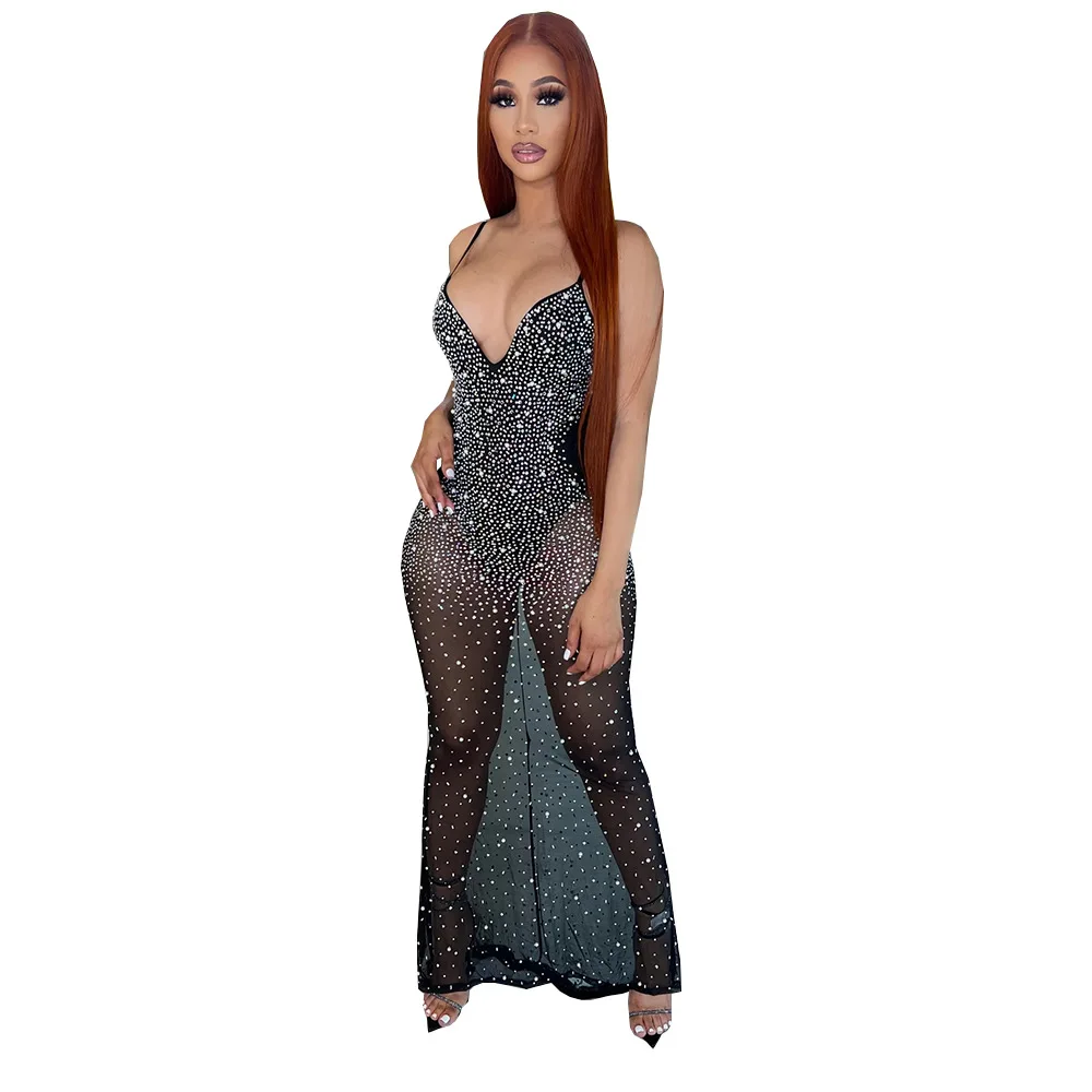 Sexy Mesh See Through Halter Party Maxi Dresses Diamonds V neck Transparent Backless Long Dress Nightclub Slim Shinny Skirts
Sexy Mesh See Through Halter Party Maxi Dresses Diamonds V neck Transparent Backless Long Dress Nightclub Slim Shinny Skirts