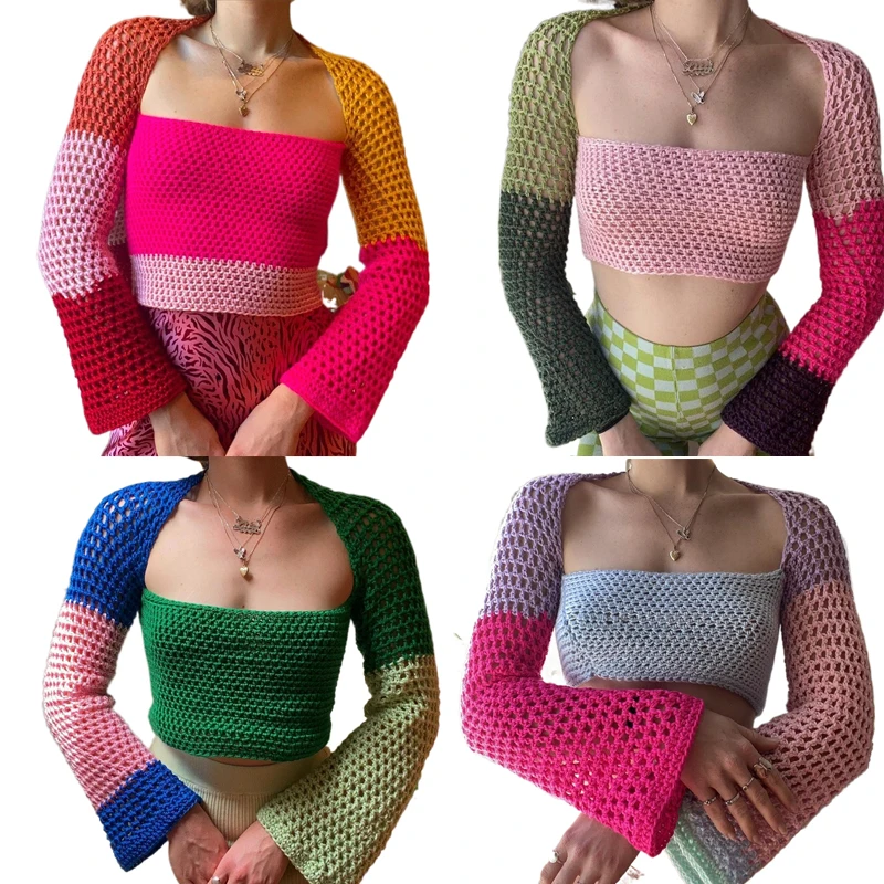 Y2K Patchwork Knitted Crop Top 90s Vintage Hollow Out Crochet T-shirt Chic Women Kawaii Sweater Pullovers Fairycore Streetwear
Y2K Patchwork Knitted Crop Top 90s Vintage Hollow Out Crochet T-shirt Chic Women Kawaii Sweater Pullovers Fairycore Streetwear