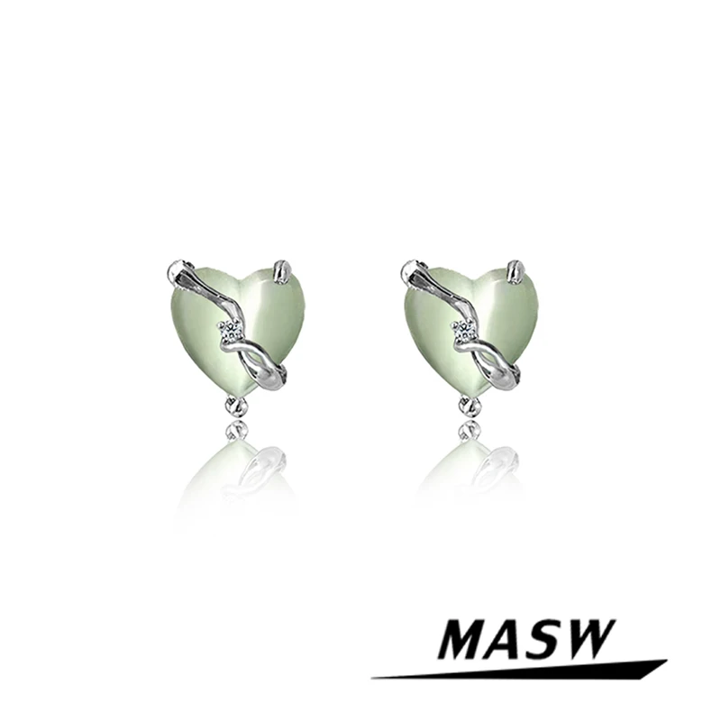 MASW Original Design Green Heart Earrings Hot Sale Popular Style Trend New Silver Plated Love Stud Earrings For Women Jewelry
MASW Original Design Green Heart Earrings Hot Sale Popular Style Trend New Silver Plated Love Stud Earrings For Women Jewelry