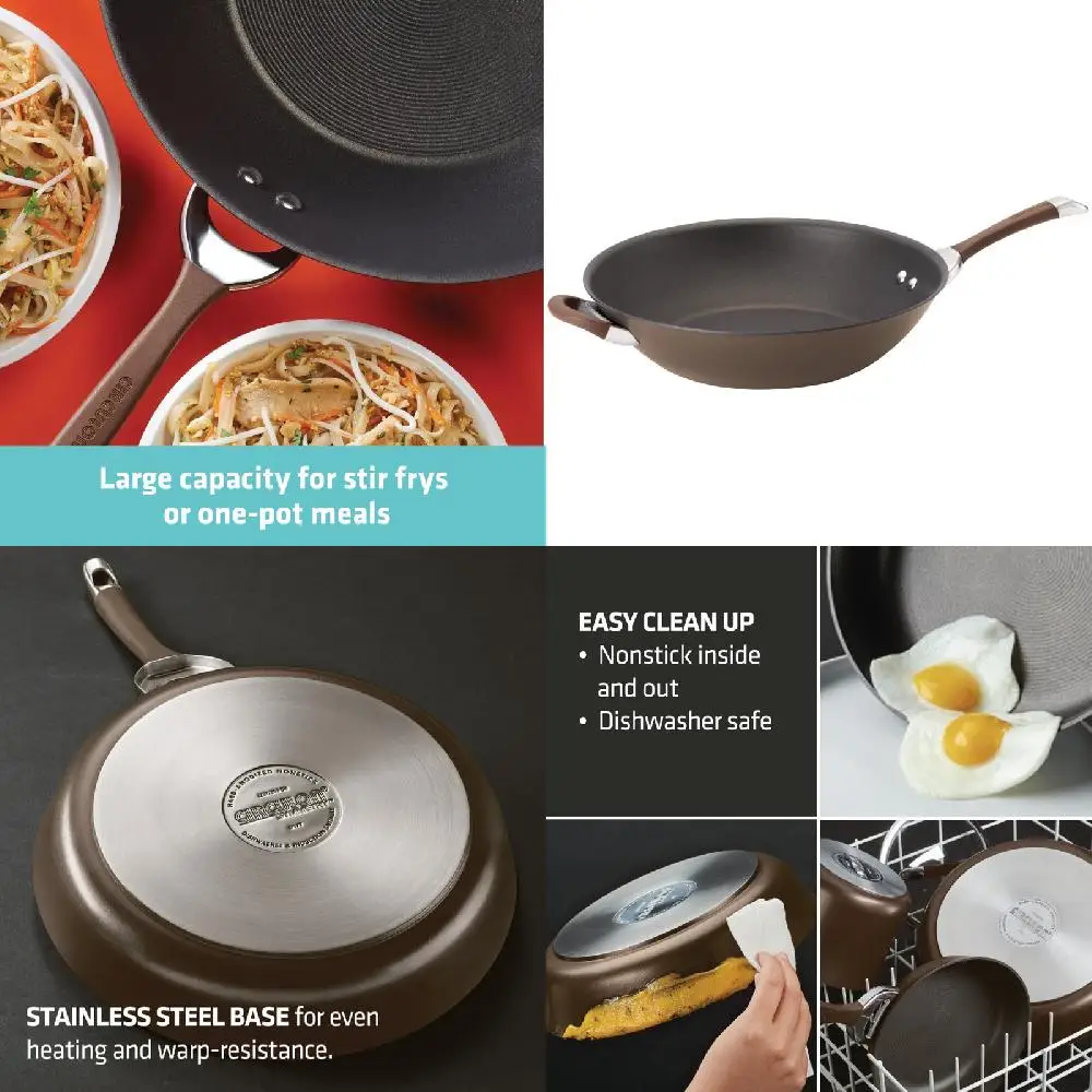 Delicately Chocolate-Colored Luxuriously Designed 14-Inch Hard-Anodized Nonstick Induction Stir Fry Pan with Helper Handle
Delicately Chocolate-Colored Luxuriously Designed 14-Inch Hard-Anodized Nonstick Induction Stir Fry Pan with Helper Handle