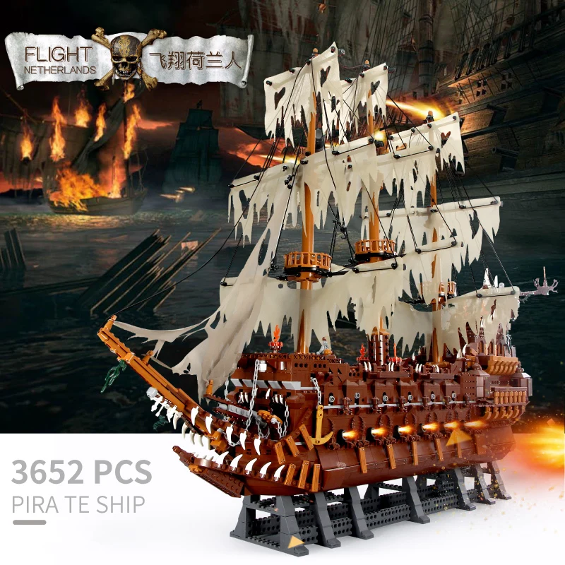 

16016 Flyings The Nether Lands Set Pirate Ship Pirates of the Boat Building Blocks Bricks Model Boat Black Pearl Queen Anne gift