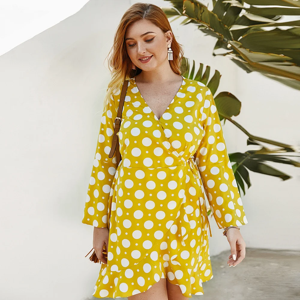 Falbala Plus Size Ruffles Knee-Length Dot Dress Ladies Long Sleeve Summer Dresses Yellow,black Asymmetrical Vestido Woman Dress
Falbala Plus Size Ruffles Knee-Length Dot Dress Ladies Long Sleeve Summer Dresses Yellow,black Asymmetrical Vestido Woman Dress