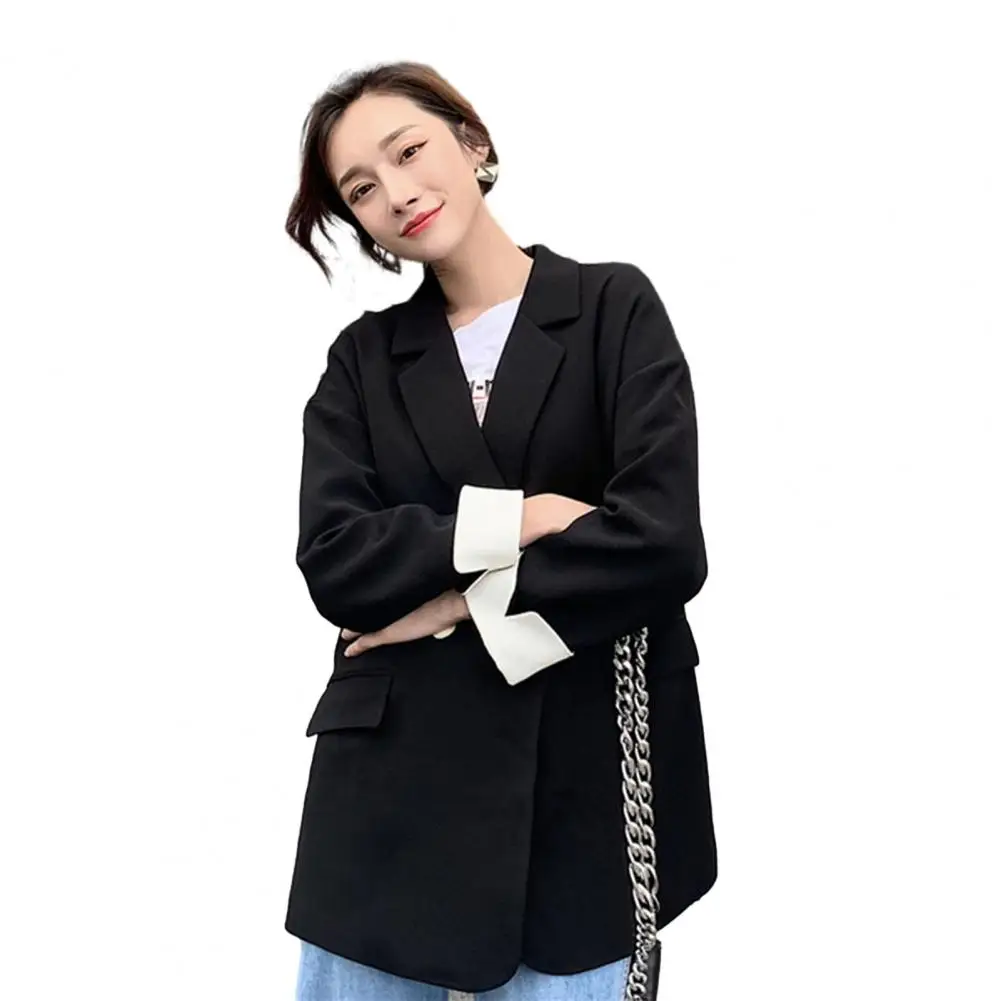 Women Blazer Formal Business Coat Loose Solid Color Double Button Mid Length Anti-wrinkle OL Style Women Commute Suit Coat
Women Blazer Formal Business Coat Loose Solid Color Double Button Mid Length Anti-wrinkle OL Style Women Commute Suit Coat