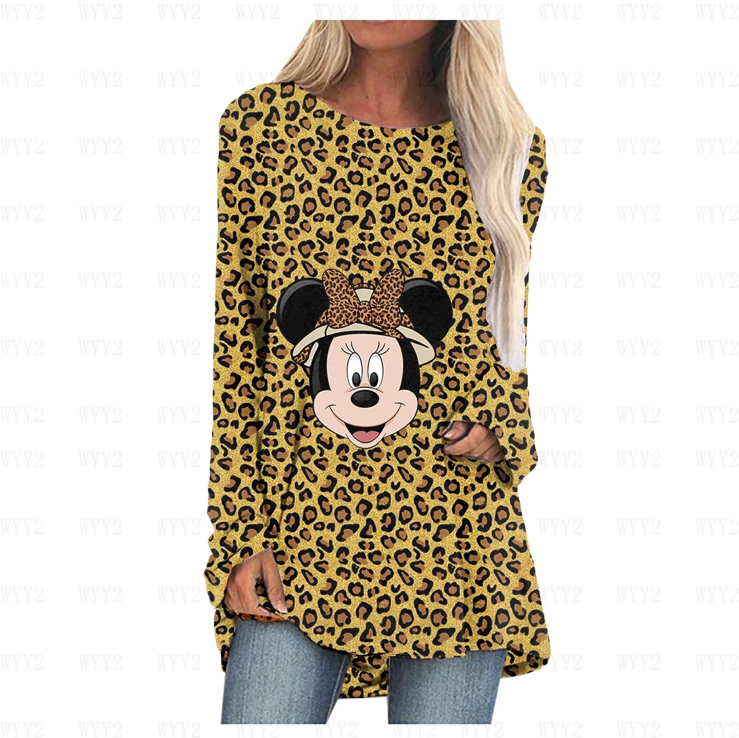 Fashion Autumn Disney Mickey Print Cartoon T-Shirt Women's Long Sleeve Leopard Print Mo-O Neck Top Casual Loose Street T-Shirt
Fashion Autumn Disney Mickey Print Cartoon T-Shirt Women's Long Sleeve Leopard Print Mo-O Neck Top Casual Loose Street T-Shirt