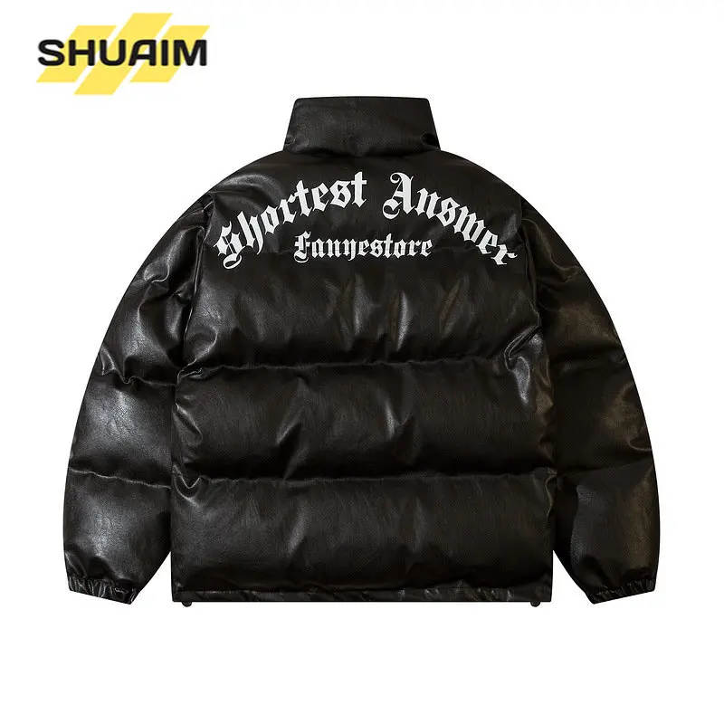 Winter PU Leather Thickened Cotton Jacket American Street Men's and Women's Hip-hop Thickened Bread Jacket Casual Cotton Jackets
Winter PU Leather Thickened Cotton Jacket American Street Men's and Women's Hip-hop Thickened Bread Jacket Casual Cotton Jackets