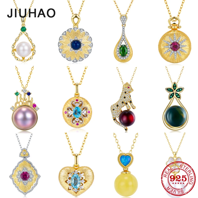 New 100% 925 Sterling Silver Pendant Necklace with Gold Chain Garnet Topaz Opal Pearl Necklace for Women Jewelry Wedding Gift
New 100% 925 Sterling Silver Pendant Necklace with Gold Chain Garnet Topaz Opal Pearl Necklace for Women Jewelry Wedding Gift