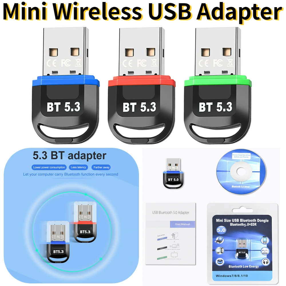 Mini Wireless USB Adapter Receiver Transmitter Bluetooth-compatible5.3 Drive-free BT Adapter Dongle For Computer/Game Controller
Mini Wireless USB Adapter Receiver Transmitter Bluetooth-compatible5.3 Drive-free BT Adapter Dongle For Computer/Game Controller