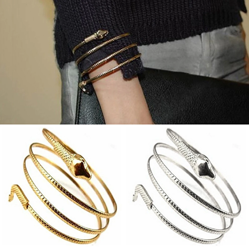 

New Arrival Punk Fashion Coiled Snake Spiral Upper Arm Cuff Armlet Armband Bangle Bracelet Men Jewelry For Women Party Barcelets