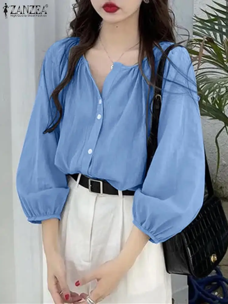 ZANZEA Summer Work Shirts Blusas 3/4 Sleeve Blouse Women V-Neck Solid Color Chemise Female Versatile Vintage Casual Shirt 2023
ZANZEA Summer Work Shirts Blusas 3/4 Sleeve Blouse Women V-Neck Solid Color Chemise Female Versatile Vintage Casual Shirt 2023