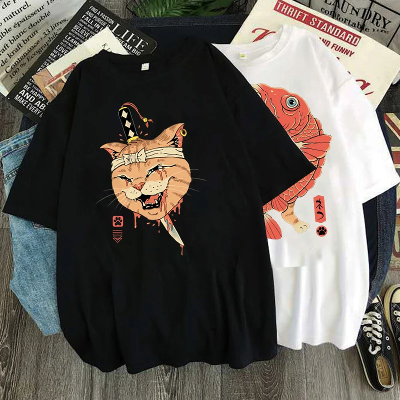 Catana Tshirts Kawaii Japan Samurai Cat Print Tops Vintage Aesthetics Streetwear Women Men Oversized T-shirts Camisetas
Catana Tshirts Kawaii Japan Samurai Cat Print Tops Vintage Aesthetics Streetwear Women Men Oversized T-shirts Camisetas