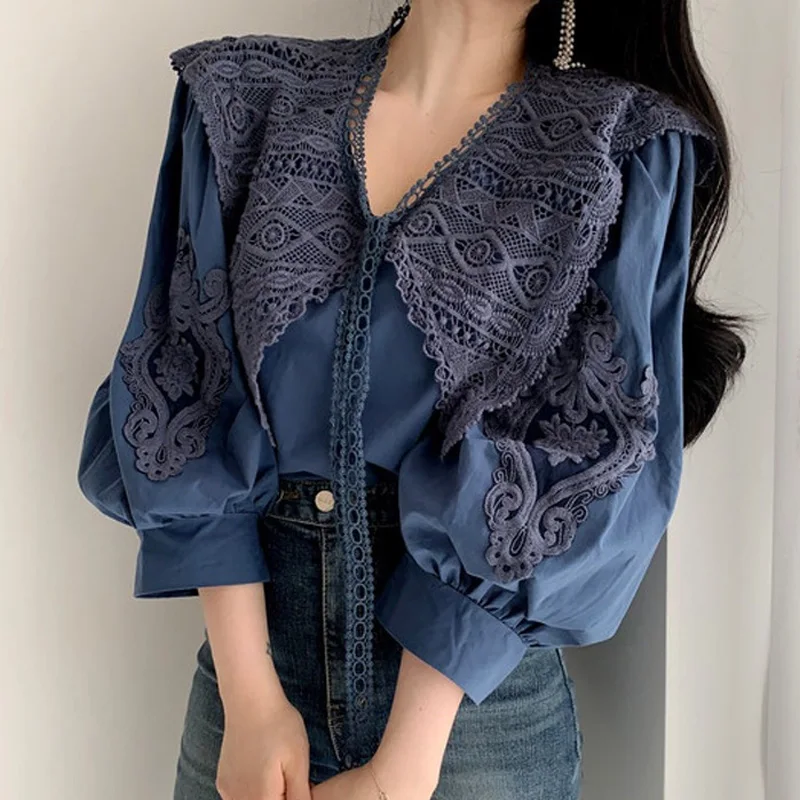 New Korean Embroidered Lace Shirt Women Long Sleeve Cotton Vintage Women Blouse Hollow Crochet Lace-up Ladies Tops Blusa 27505
New Korean Embroidered Lace Shirt Women Long Sleeve Cotton Vintage Women Blouse Hollow Crochet Lace-up Ladies Tops Blusa 27505