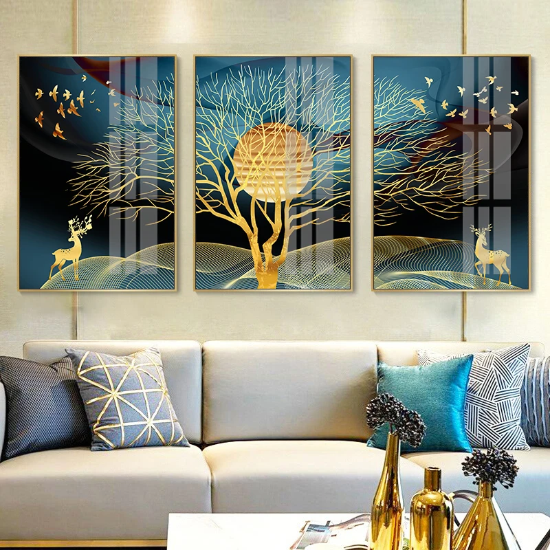 Abstract Golden Deer Paintings Tree Pictures Modern Canvas Painting Blue Poster Print Wall Art for Living Room Bedroom Nordic
Abstract Golden Deer Paintings Tree Pictures Modern Canvas Painting Blue Poster Print Wall Art for Living Room Bedroom Nordic