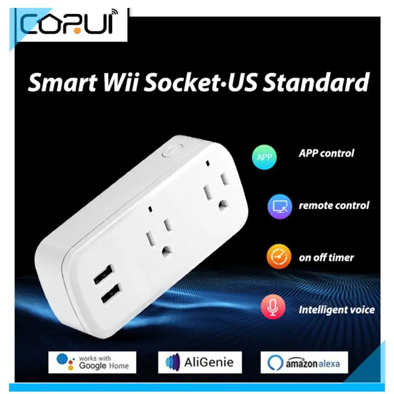 CORUI Tuya Wifi Smart Socket US Standard USB Socket Wireless Smart Socket Tuya Socket Timer Switch Cooperates With Alexa Google
CORUI Tuya Wifi Smart Socket US Standard USB Socket Wireless Smart Socket Tuya Socket Timer Switch Cooperates With Alexa Google
