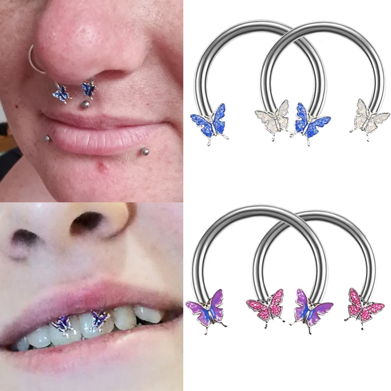 1pc Butterfly Nose Piercing Hoop Septum Ring Surgical Steel Helix Ear Cartilage Earring Circular Horseshoe Body Jewelry 10mm 16G
1pc Butterfly Nose Piercing Hoop Septum Ring Surgical Steel Helix Ear Cartilage Earring Circular Horseshoe Body Jewelry 10mm 16G