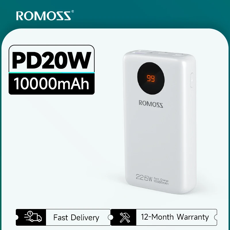 Romoss 10000mAh Mini Power Bank PD20W SCP22.5W Быстрая зарядка Внешняя батарея 10000 Портативное