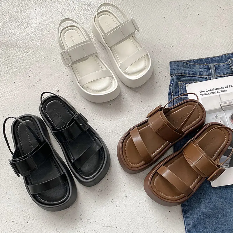 Fashion Casual Ladies Thick Sole Non-Slip Comfortable Sandals Summer New Bottom With One Word Buckle Women Solid Flat Sandals
Fashion Casual Ladies Thick Sole Non-Slip Comfortable Sandals Summer New Bottom With One Word Buckle Women Solid Flat Sandals