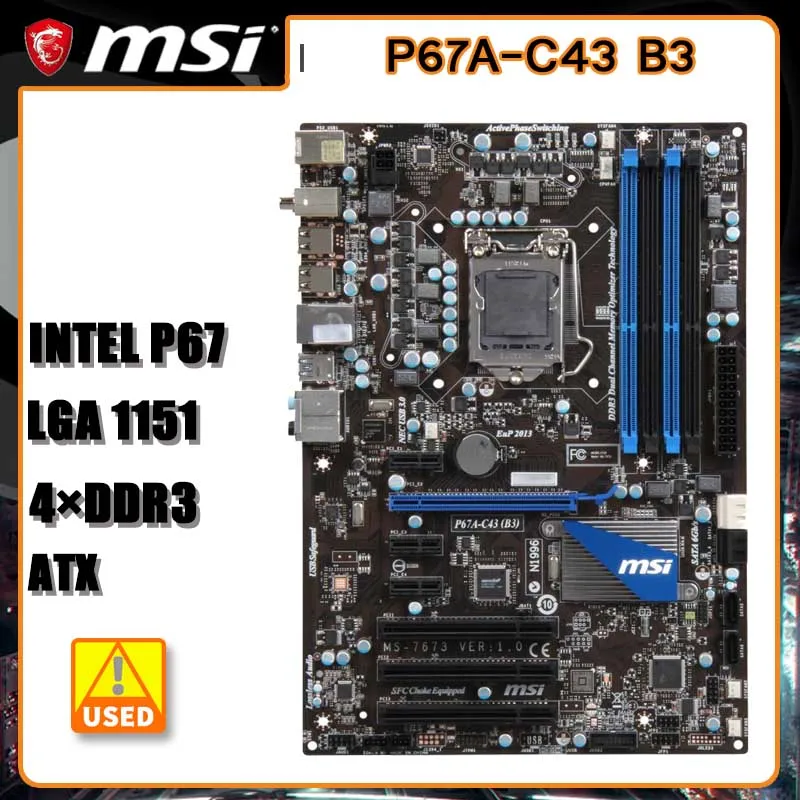 1155 Motherboard MSI P67A-C43 B3 Motherbo Intel P67 4×DDR3 32GB 2×SATA III USB3.0 ATX For Core i7/i5/ i3 CPU
1155 Motherboard MSI P67A-C43 B3 Motherbo Intel P67 4×DDR3 32GB 2×SATA III USB3.0 ATX For Core i7/i5/ i3 CPU