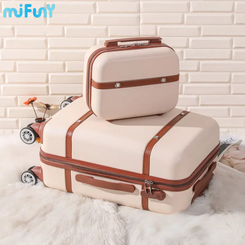 

MiFuny Rolling Luggage Retro Spinner Wheel Travel Suitcases Carry on Luggage with Wheels Boarding Business Password Trolley Case