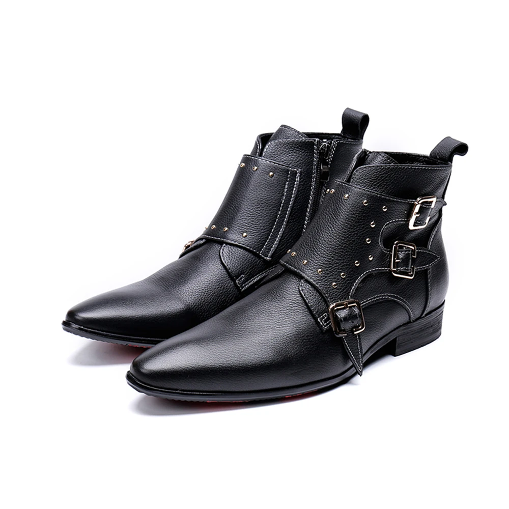 Black Buckle Rhinestones Genuine Leather High Heels Pointed Toe Boots Male Plus Size Party Business British Style Dress Shoes
Black Buckle Rhinestones Genuine Leather High Heels Pointed Toe Boots Male Plus Size Party Business British Style Dress Shoes