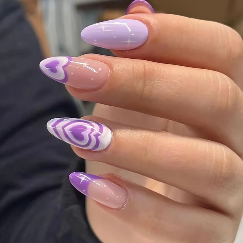 24Pcs/Set False Nail Purple heart star Fake Nail Tips Full Cover Acrylic False Nails Decoration For Nail Tips Beauty
24Pcs/Set False Nail Purple heart star Fake Nail Tips Full Cover Acrylic False Nails Decoration For Nail Tips Beauty