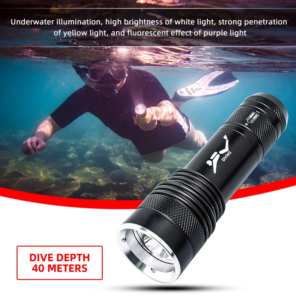 Two Bulbs T6 White Light Strong Light Diving L2 Fill Light Flashlight Headlight Underwater Long-range Waterproof 26650
Two Bulbs T6 White Light Strong Light Diving L2 Fill Light Flashlight Headlight Underwater Long-range Waterproof 26650