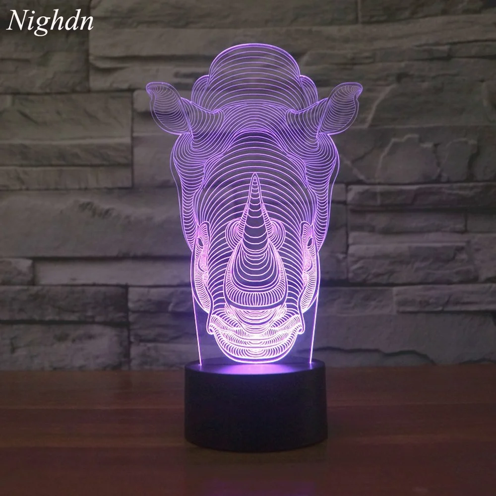 Rhino 3D Lamp Colorful Acrylic Night Light Gradient Illusion Lights Bedroom Home Decor Led USB Nightlight Child Birthday Gifts
Rhino 3D Lamp Colorful Acrylic Night Light Gradient Illusion Lights Bedroom Home Decor Led USB Nightlight Child Birthday Gifts