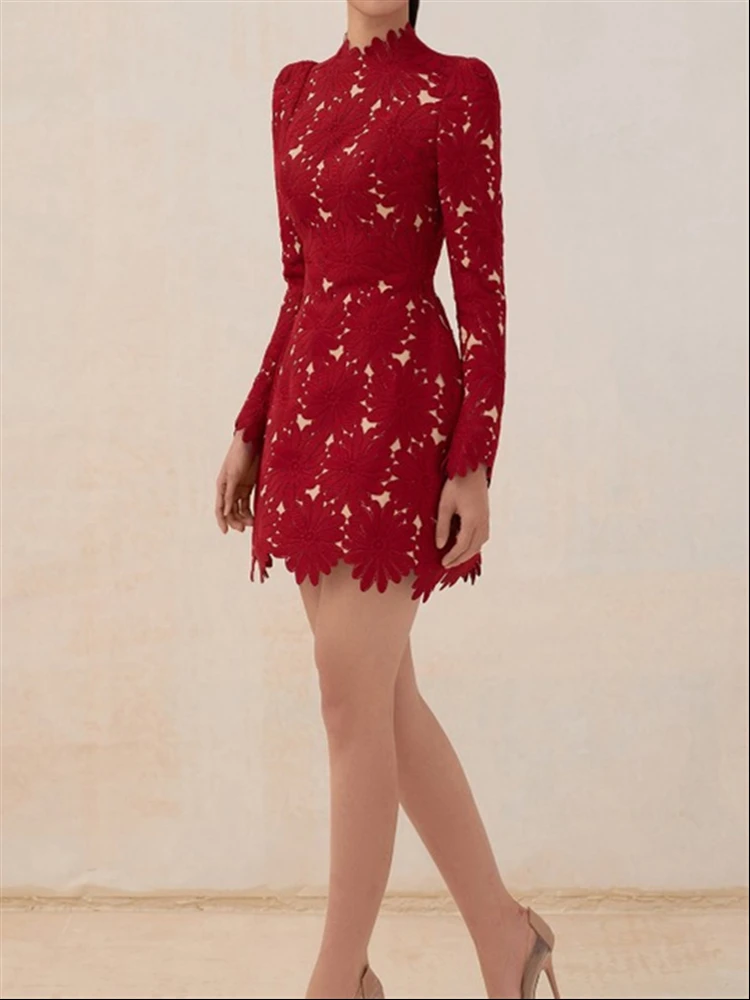 Solid Wine Red Party Elegant Dress Women 2022 Fall Clothes Long Sleeve Vestido Feminino Embroidery Lace High Waist Woman Dresses
Solid Wine Red Party Elegant Dress Women 2022 Fall Clothes Long Sleeve Vestido Feminino Embroidery Lace High Waist Woman Dresses