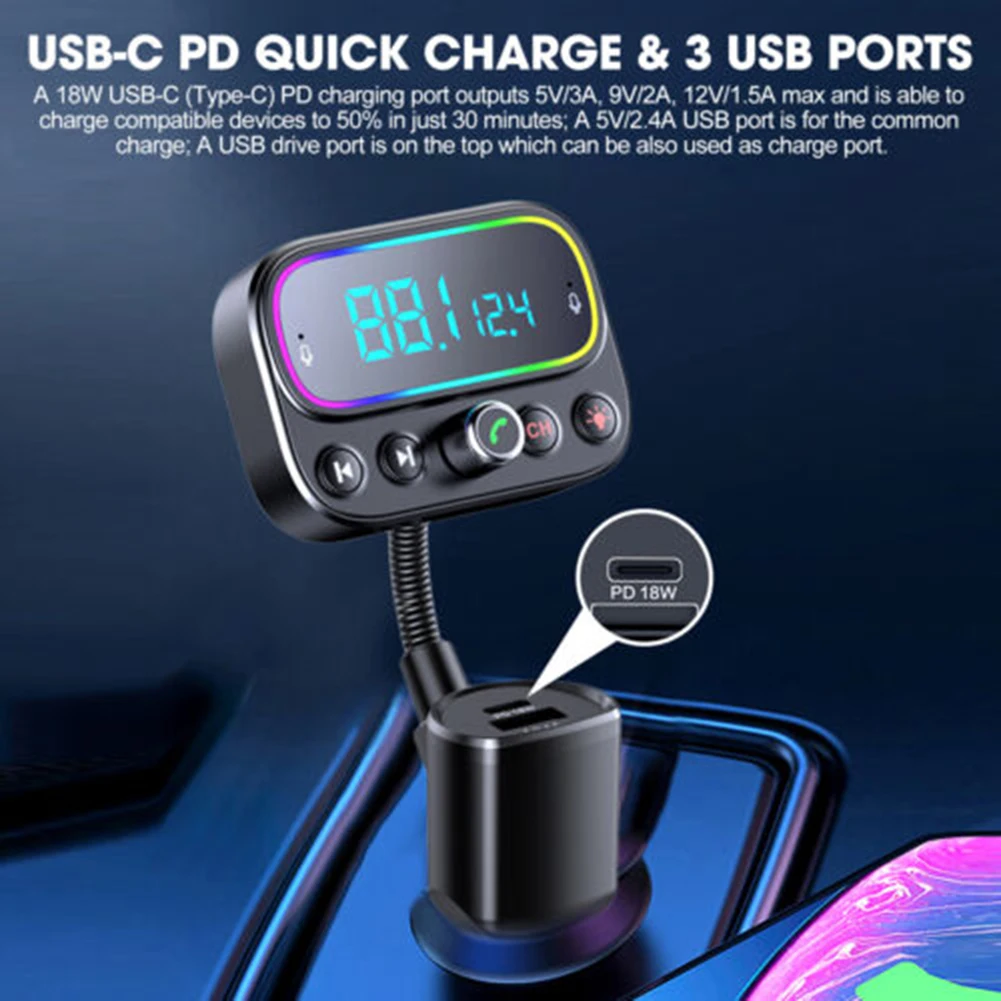 FM Transmitter Car Charger ABS Bluetooth FM Player Wireless Type-C Fast Charger Brand New High Quality Universal
FM Transmitter Car Charger ABS Bluetooth FM Player Wireless Type-C Fast Charger Brand New High Quality Universal