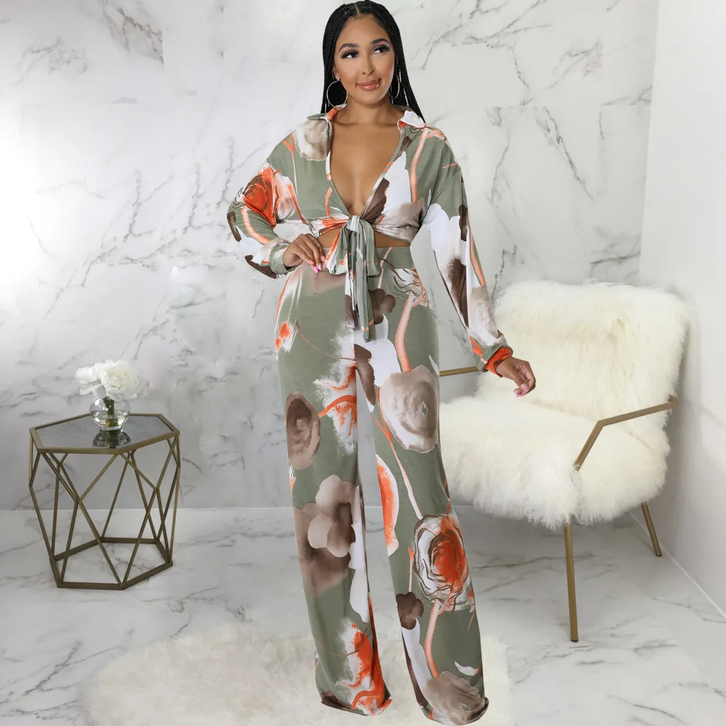 Женский офисный комплект из 2 предметов, блузка на шнуровке, укороченный топ, модные новые брюки с широкими штанинами и цветочным принтом, 2022
Женский офисный комплект из 2 предметов, блузка на шнуровке, укороченный топ, модные новые брюки с широкими штанинами и цветочным принтом, 2022