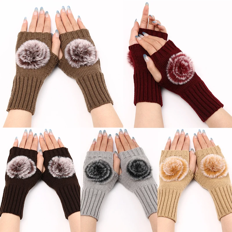 Autumn Winter Women's Short Fashion Fur Black Gloves Knitted Wool Sleeves Hairball Warm Soft Gloves Fingerless Gloves
Autumn Winter Women's Short Fashion Fur Black Gloves Knitted Wool Sleeves Hairball Warm Soft Gloves Fingerless Gloves