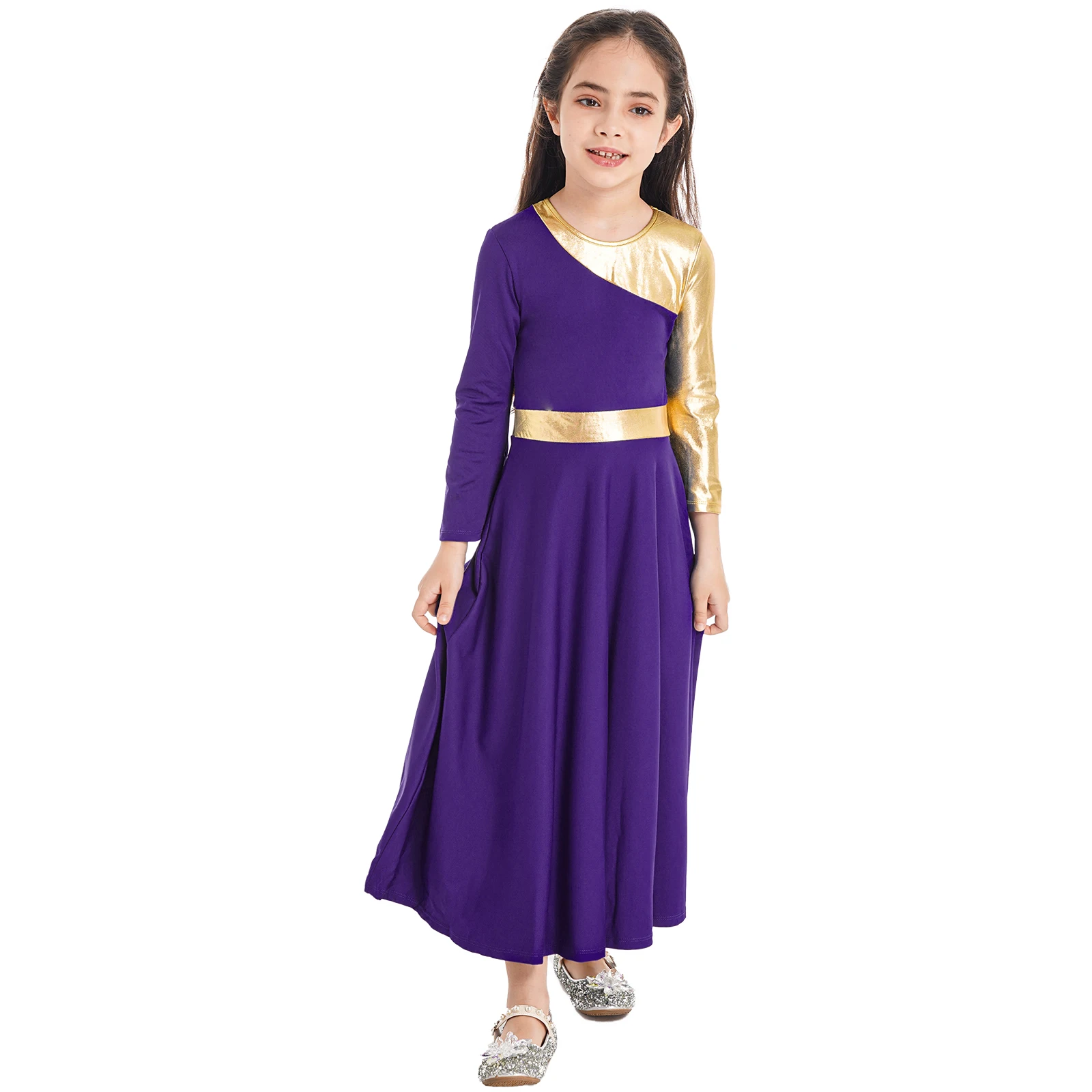 Kids Girls Ballet Dress Lyrical Christian Worship Dance Tunic Dress Metallic Color Block Praise Dance Dress Ballerina Costume
Kids Girls Ballet Dress Lyrical Christian Worship Dance Tunic Dress Metallic Color Block Praise Dance Dress Ballerina Costume