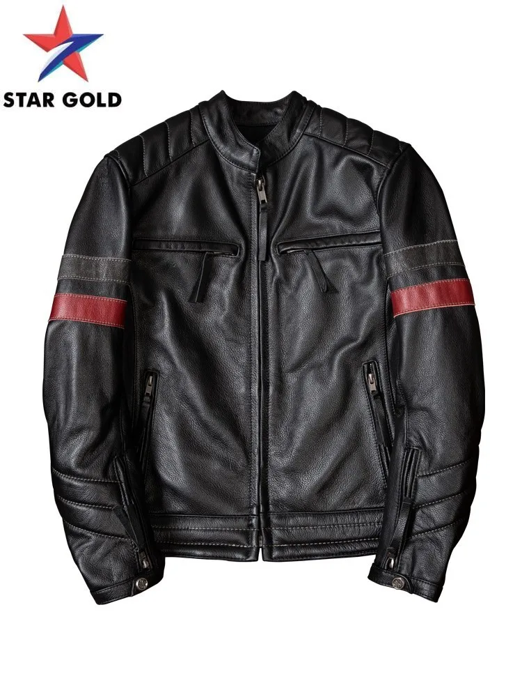 Autumn Cowhide Men Genuine Leather Motorcycle Riding Jacket Slim Fit Windproof Stand Collar Punk Style Outwear Coat Big Size 5XL
Autumn Cowhide Men Genuine Leather Motorcycle Riding Jacket Slim Fit Windproof Stand Collar Punk Style Outwear Coat Big Size 5XL