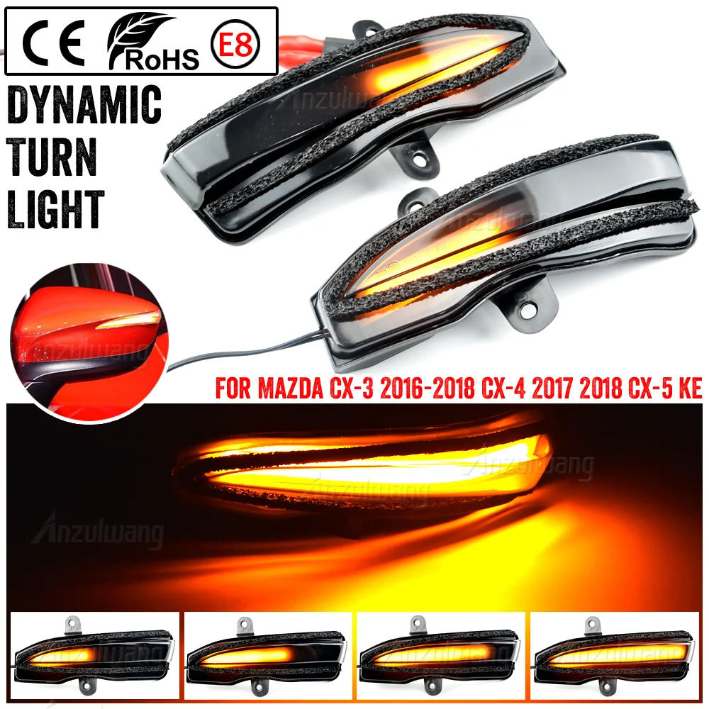 

Dynamic LED Turn Signal Light For Mazda CX-3 CX3 CX-4 CX-5 CX5 Side Wing Rearview Mirror Indicator Sequential Blinker Lamp