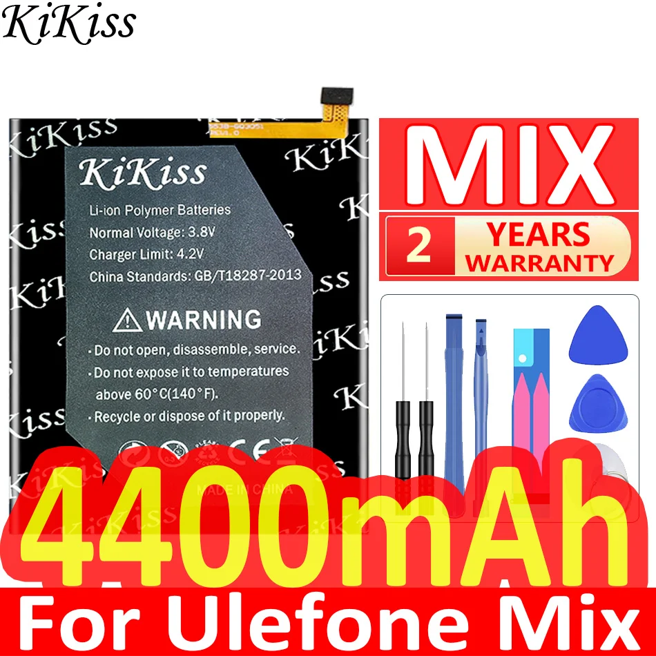 

KiKiss 4400mAh Battery For Ulefone Mix MTK6750T Smart Phone Batteria + Free Tools