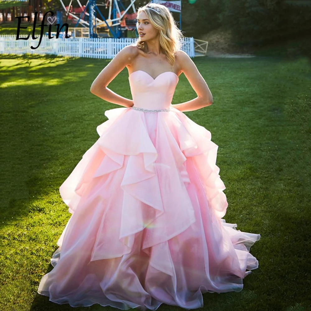 Elfin 2022 Pink Princess Evening Dresses Strapless Sweetheart Ruffles Long Prom Gown Formal Party Dresses Robe De Soiree
Elfin 2022 Pink Princess Evening Dresses Strapless Sweetheart Ruffles Long Prom Gown Formal Party Dresses Robe De Soiree
